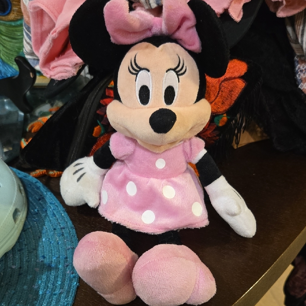 Disney Minnie Mouse Stuffed Animal Pink and Black Plush